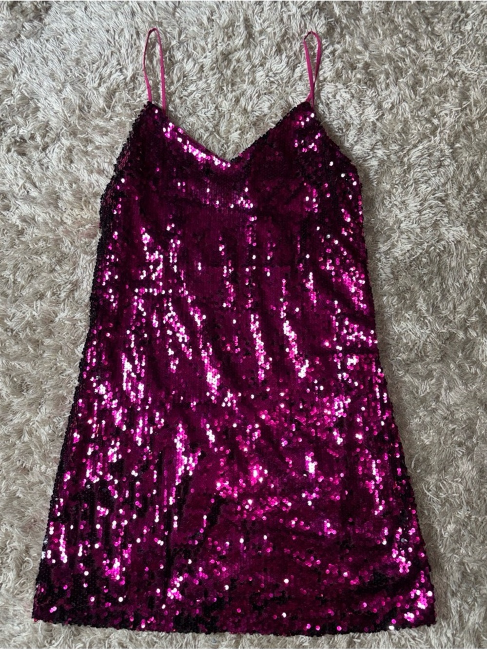 DKNY Magenta Sequin Slip Dress